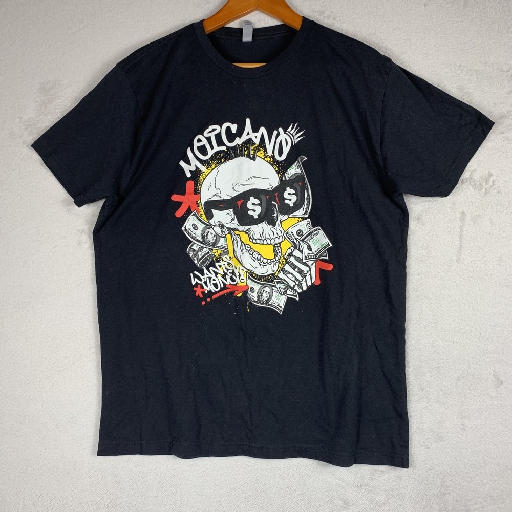 Renato Moicano Shirt Mens XL Black SkullGraphic MMA Tee UFC Moicano Wants Money